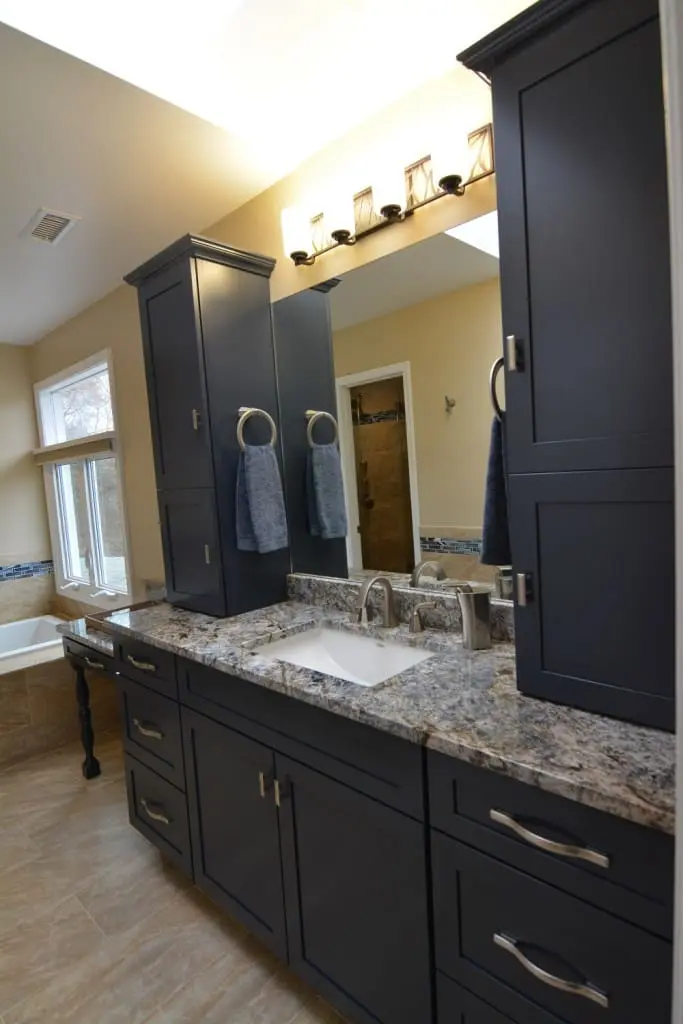 Primary Bathroom with Navy Accents - Severna Park